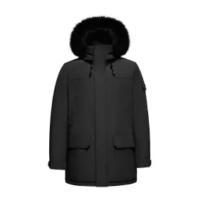 Men's Majestic Down Parka Jacket in Black (Black Fox Hood Trim)