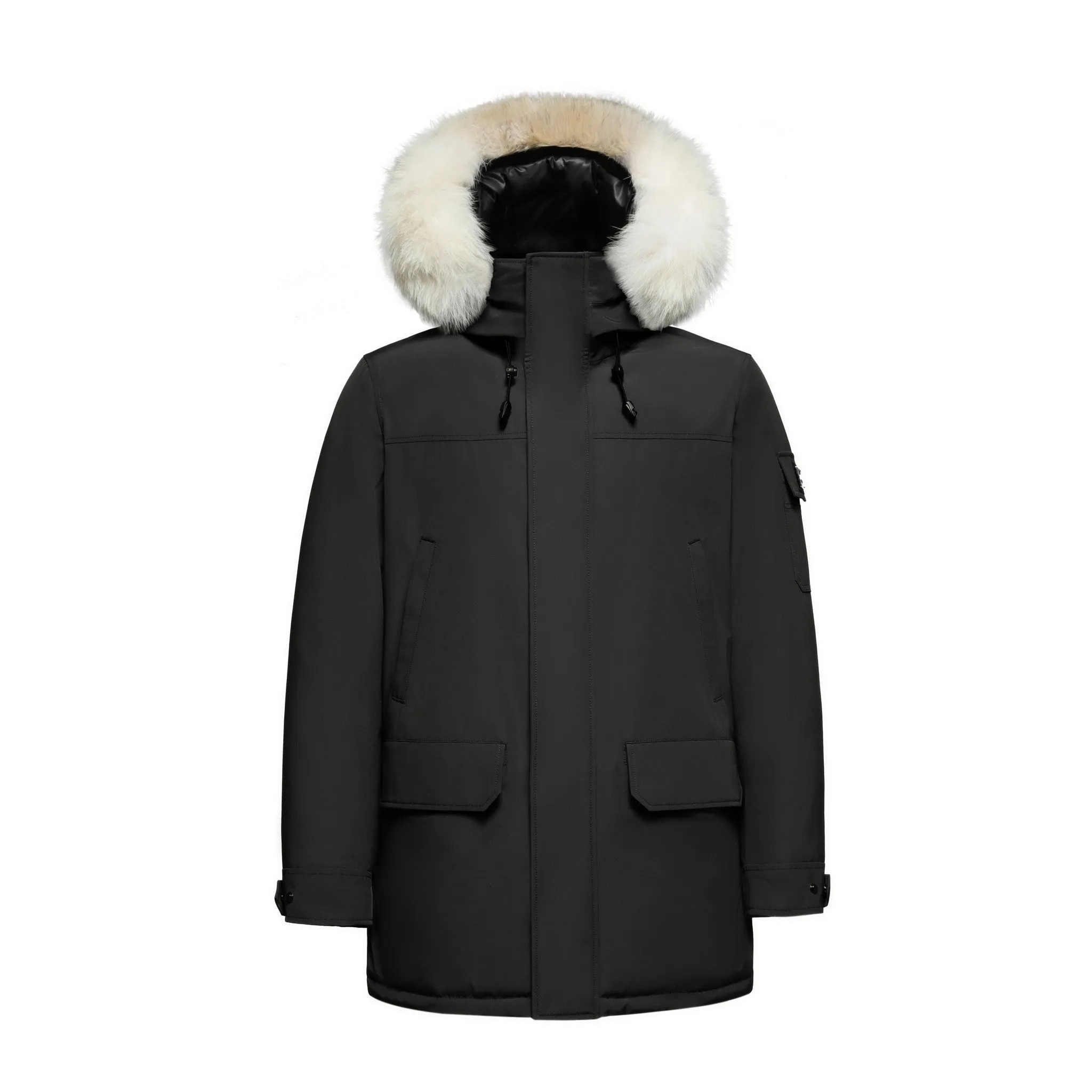 Men's Majestic Down Parka Jacket in Black (Light Fox Hood Trim)