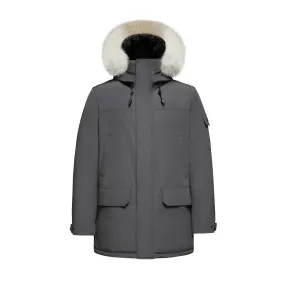 Men's Majestic Down Parka Jacket in Grey (Light Fox Hood Trim)