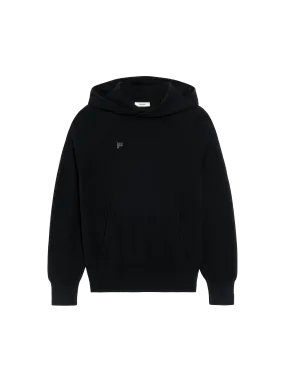 Mens Recycled Cashmere Hoodie—black