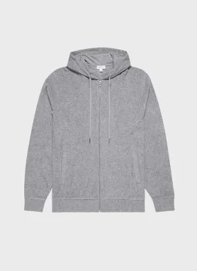 Men's Towelling Hoodie in Grey Melange