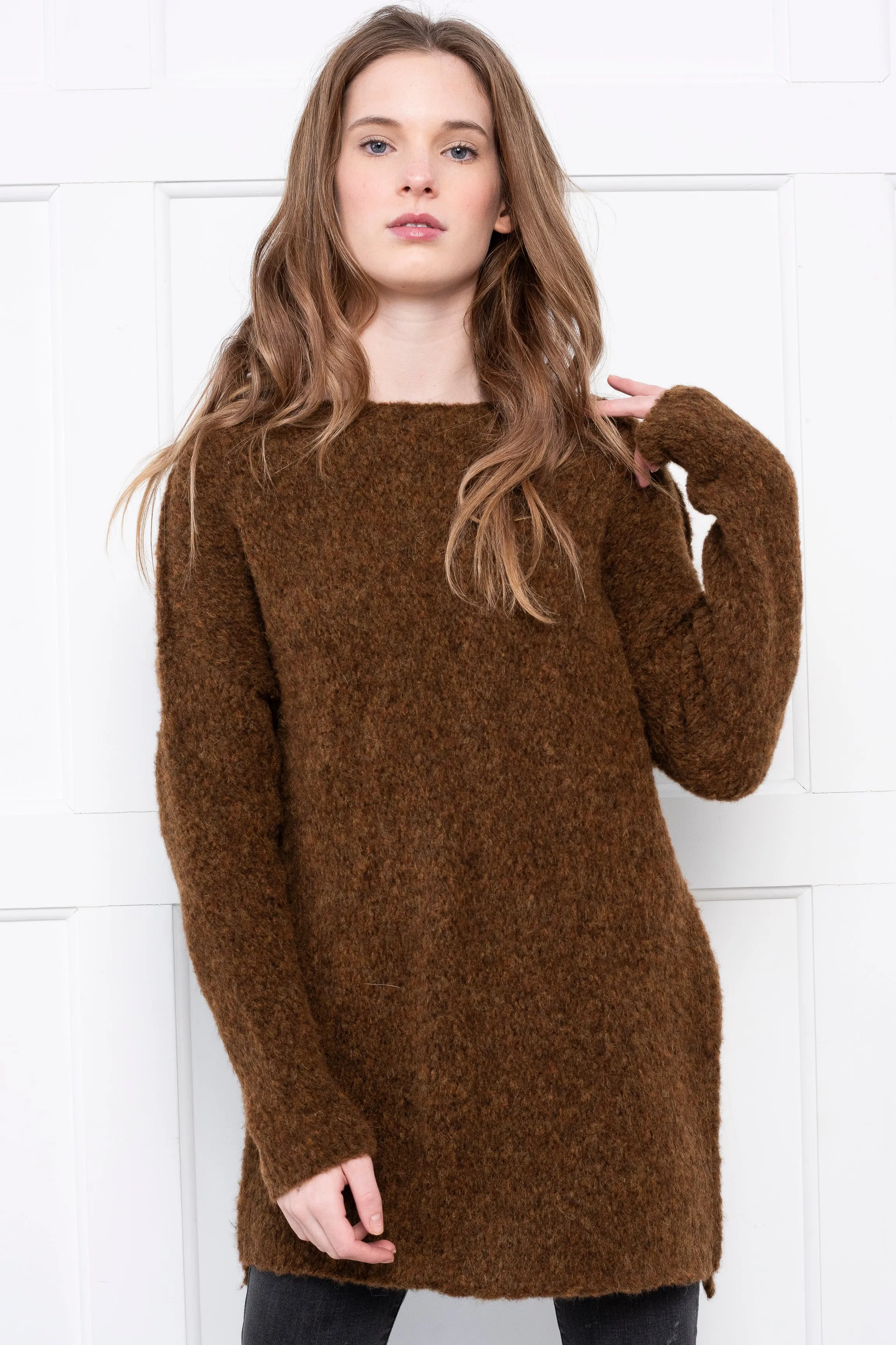 Milky brown alpaca sweater