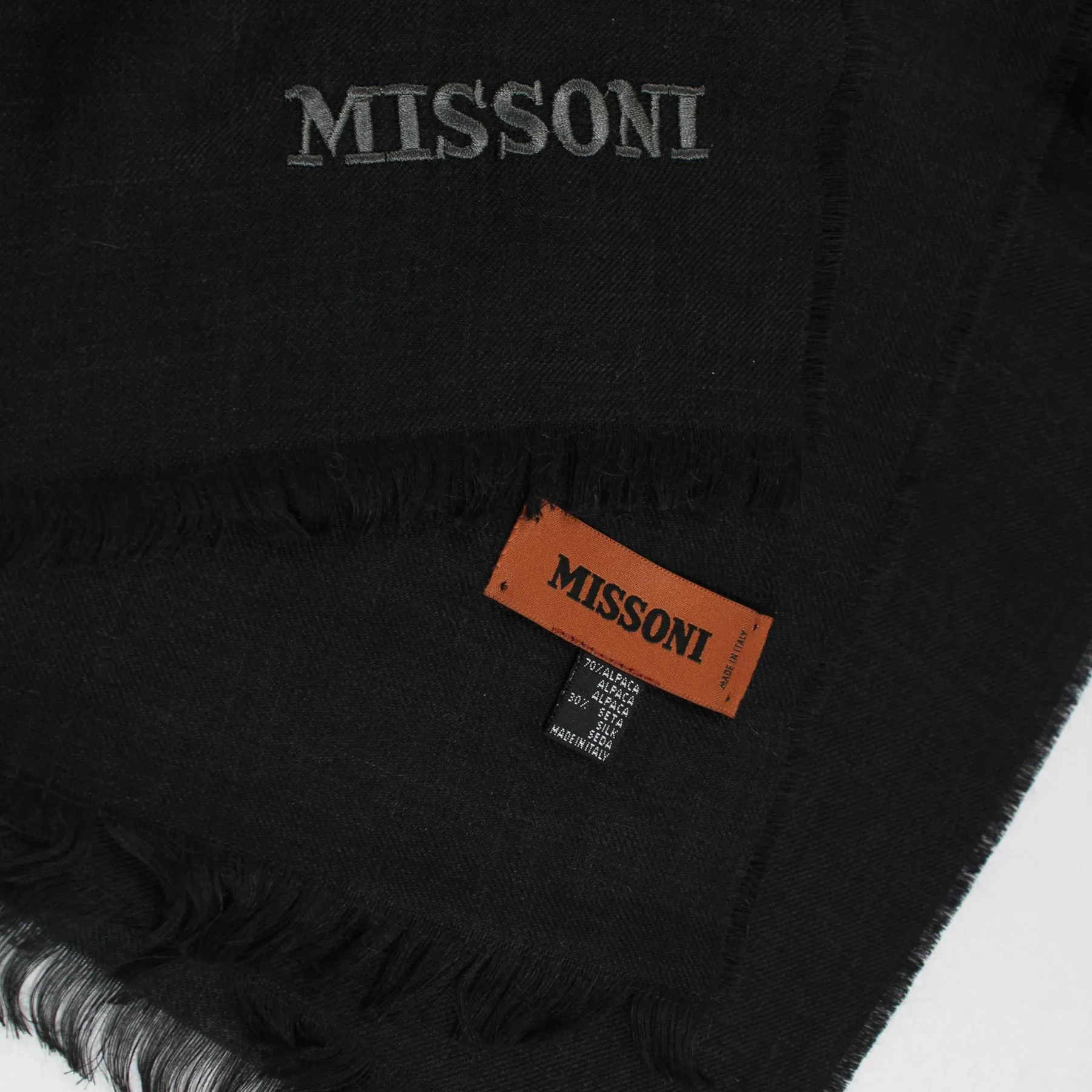 Missoni Scarf Dark Gray Black - Alpaca Silk Designer Shawl