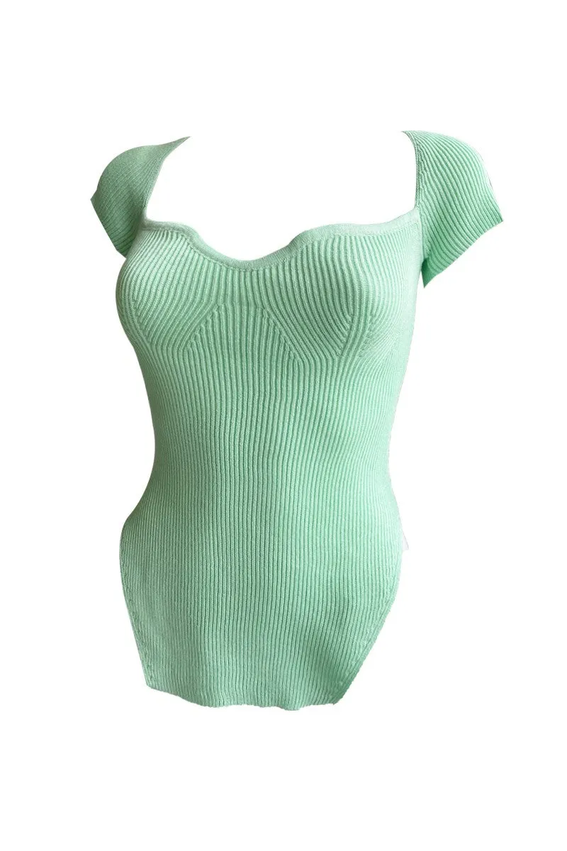 MODA GREEN KNIT TOP