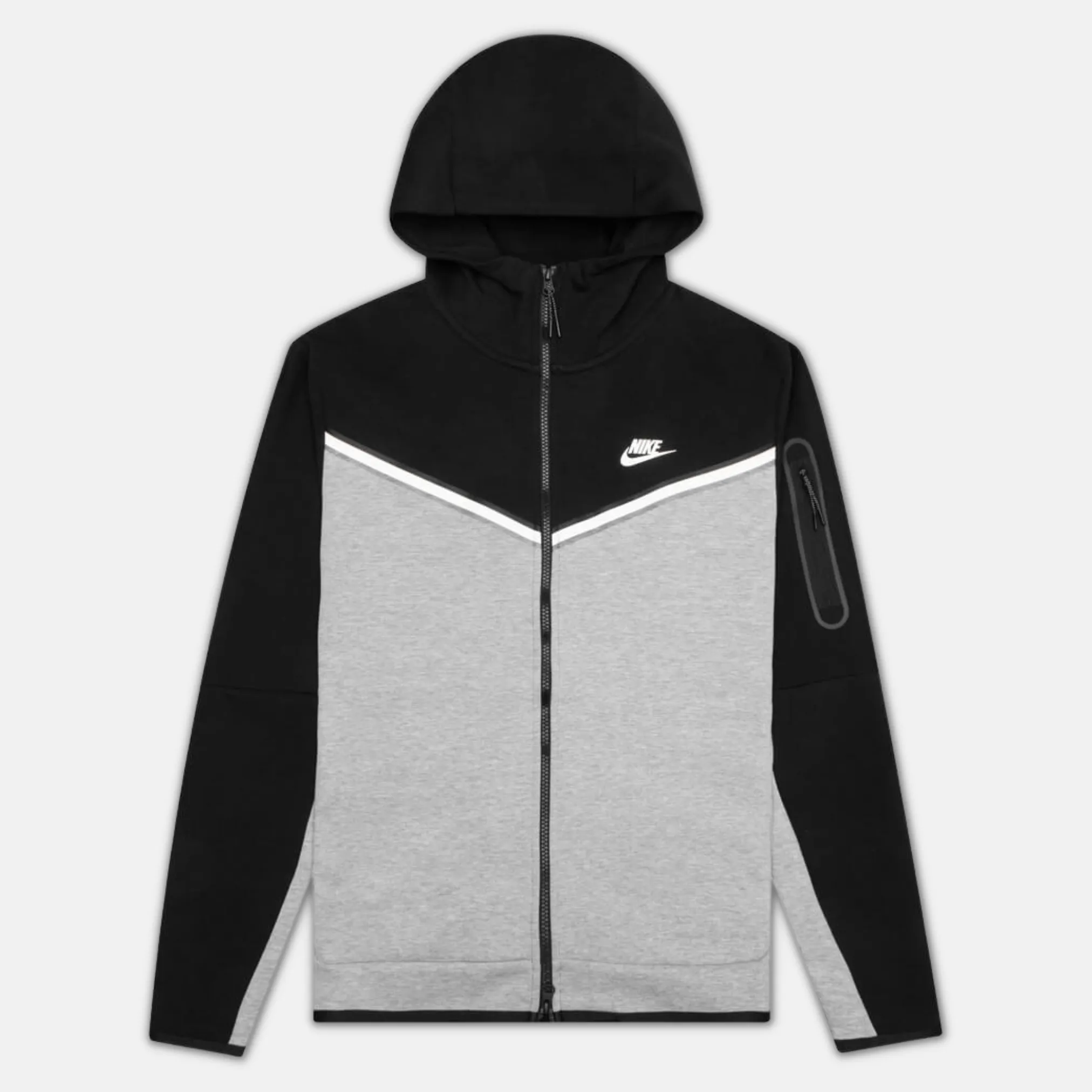 Nike Tech Fleece Hoodie - Black, Grey & White (3rd Gen - Old Season)