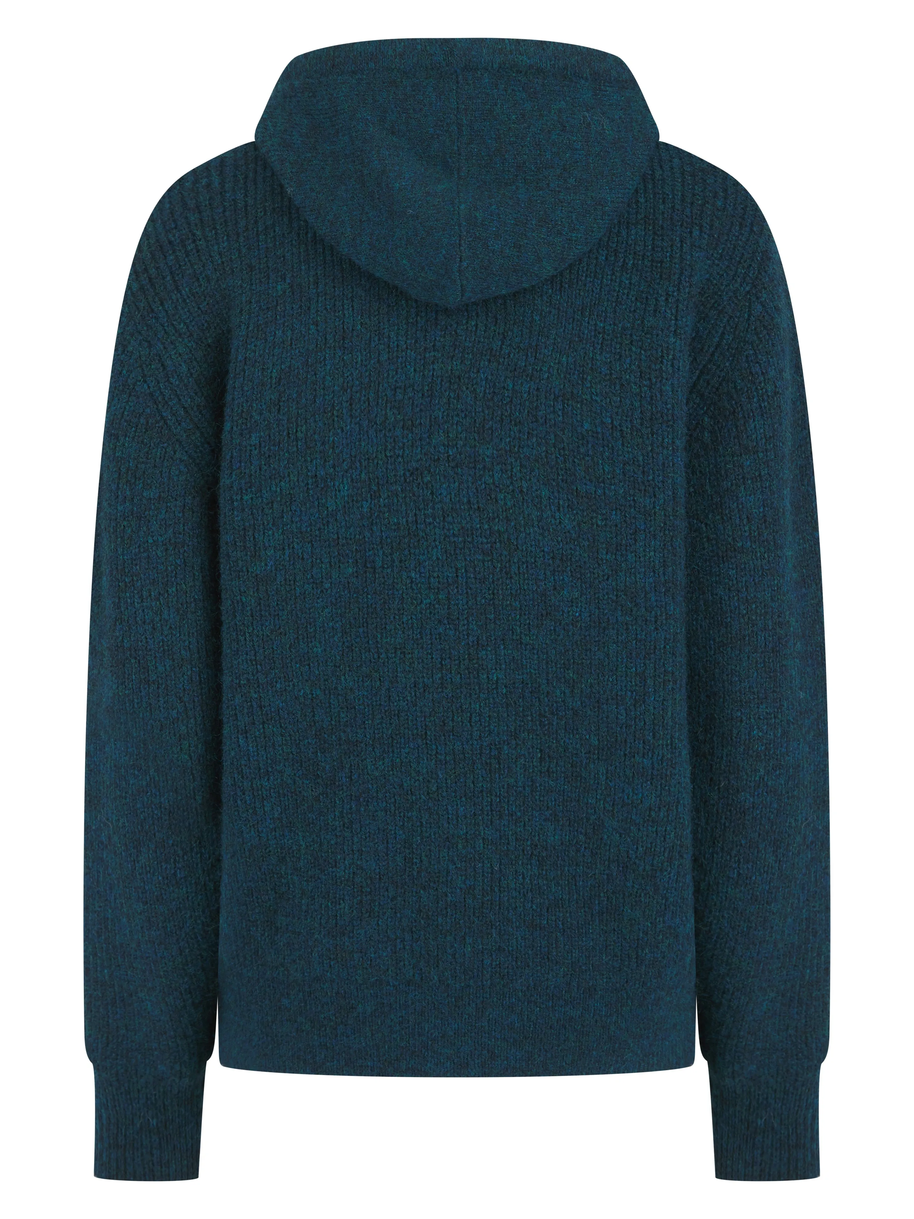 NORWOOD KNITTED HOODIE IN TEAL MIX