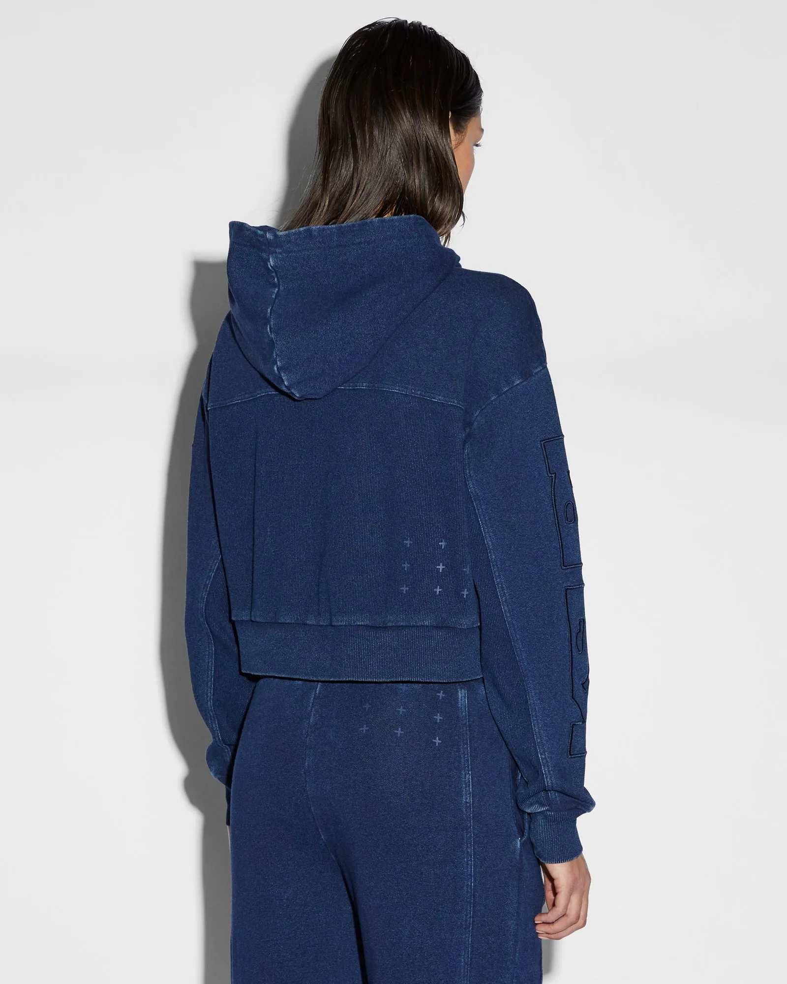 ORIGIN CROP HOODIE INDIGO SPLICED