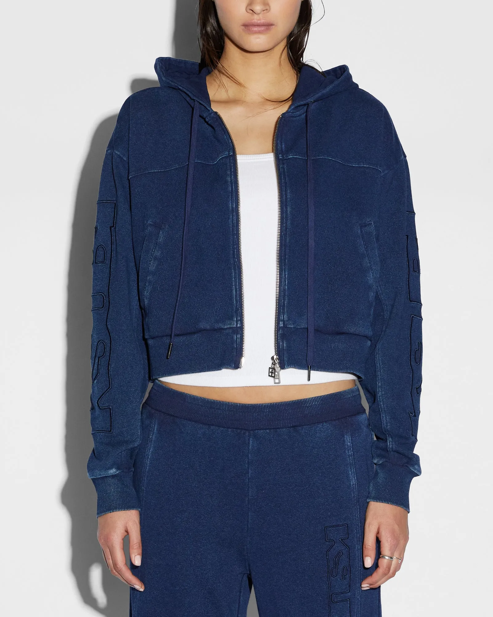 ORIGIN CROP HOODIE INDIGO SPLICED