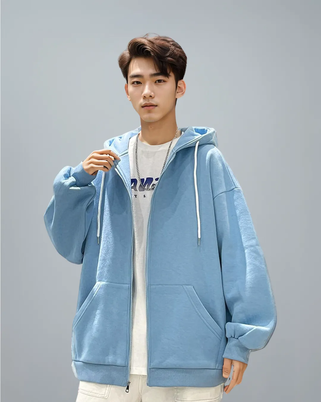 Oversized Lightweight Zip-Up Hoodie