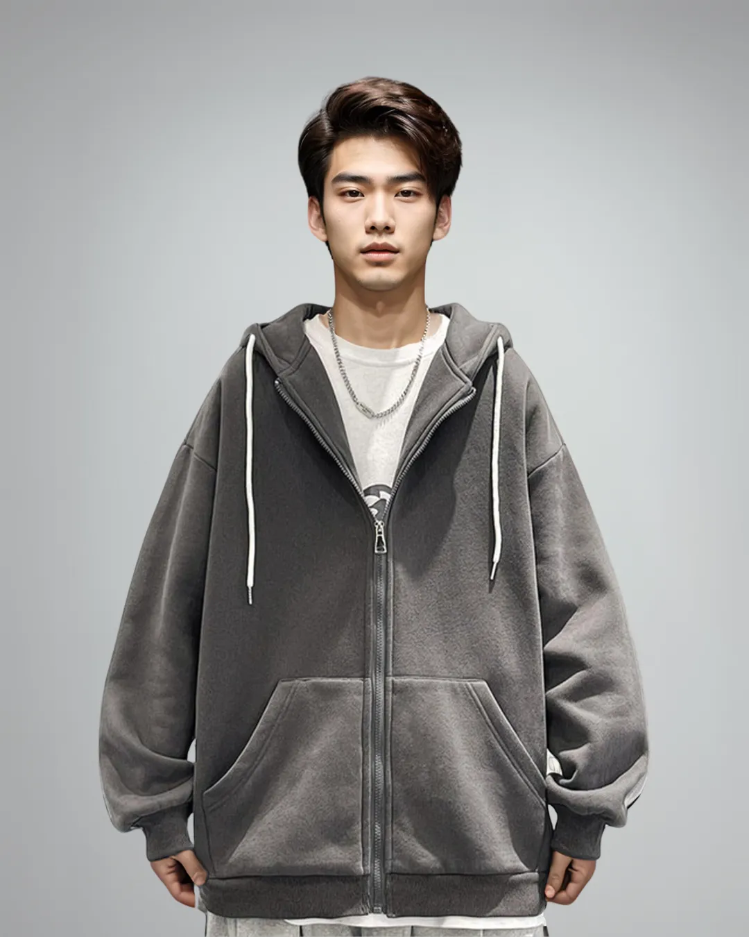 Oversized Lightweight Zip-Up Hoodie