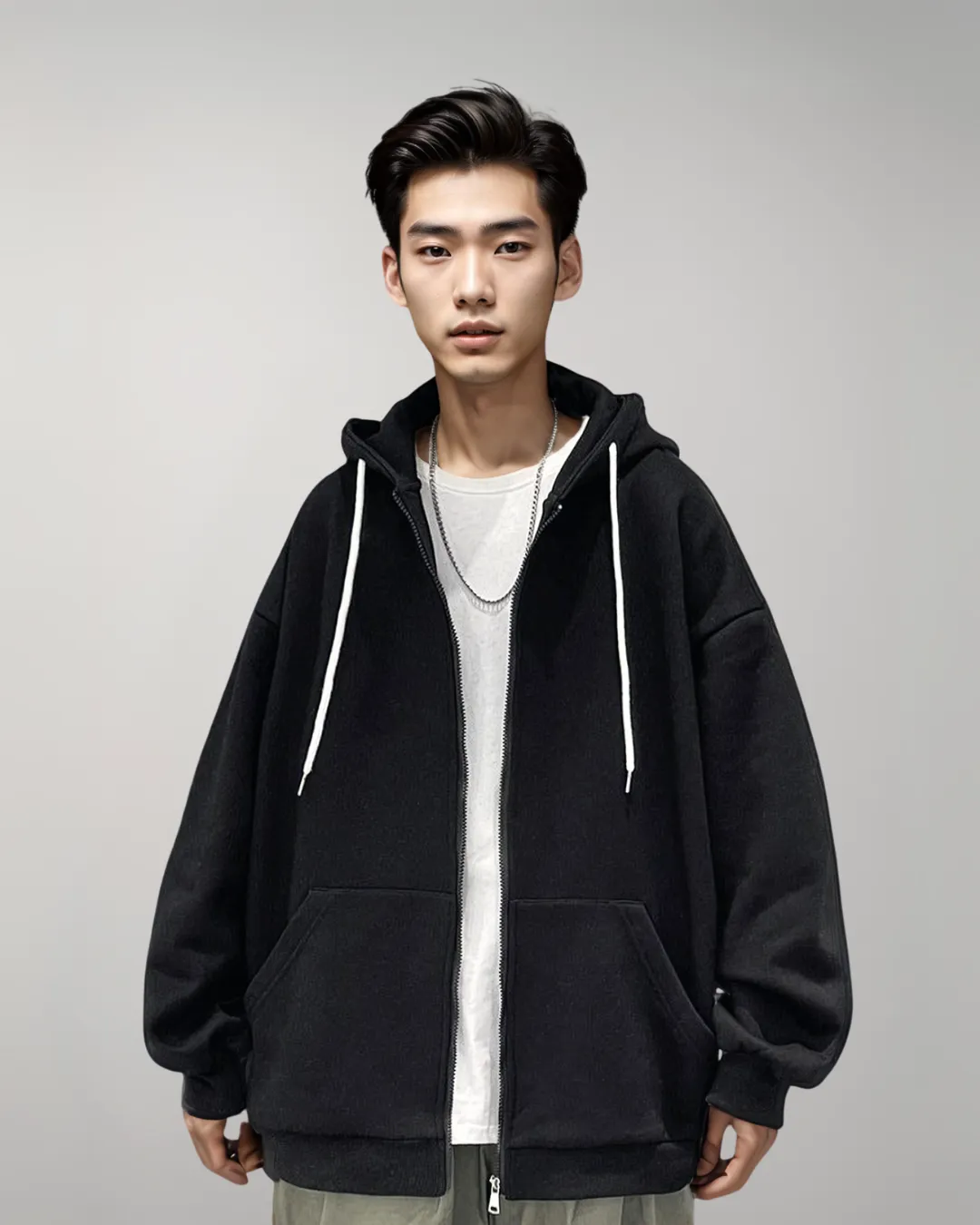 Oversized Lightweight Zip-Up Hoodie