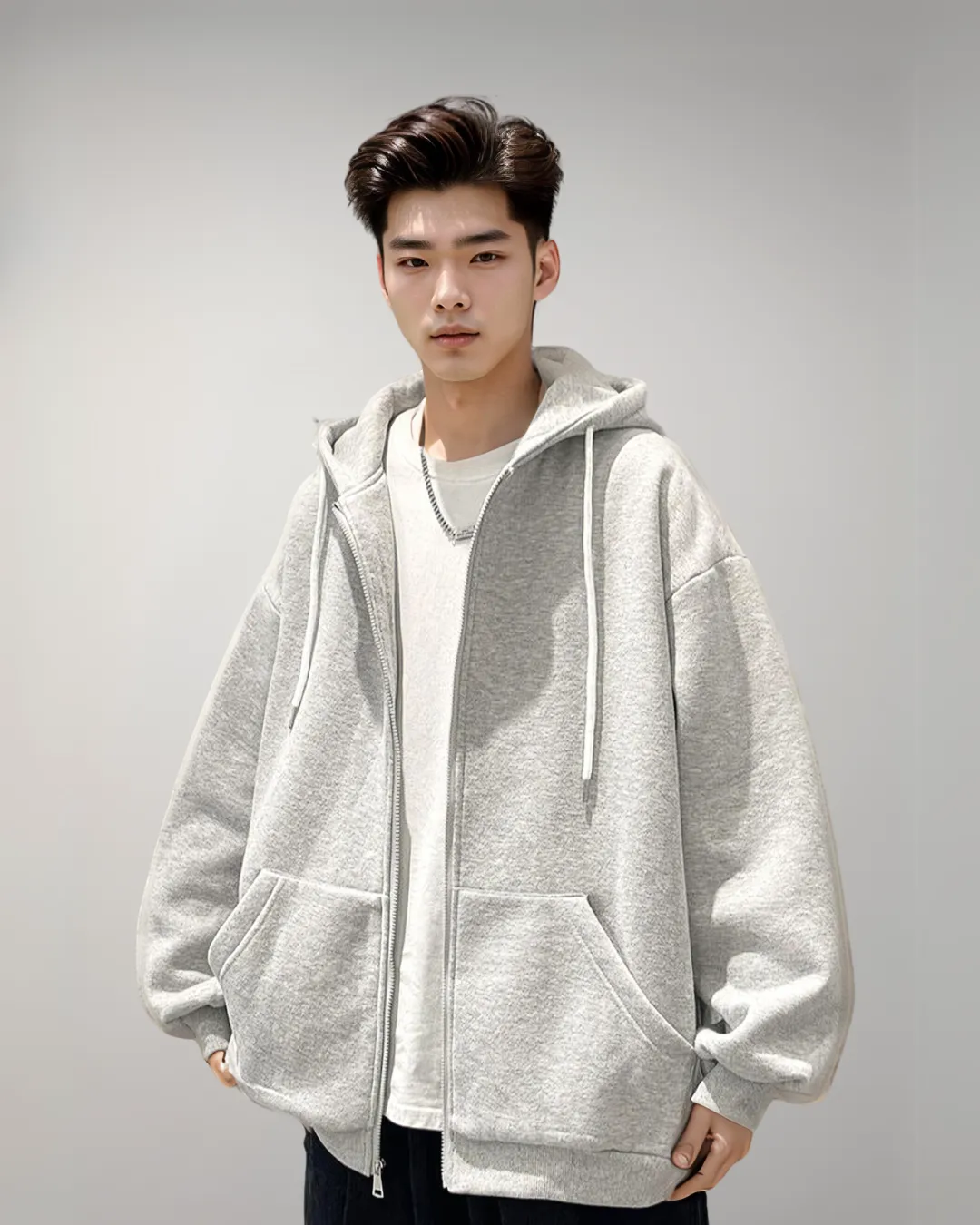 Oversized Lightweight Zip-Up Hoodie