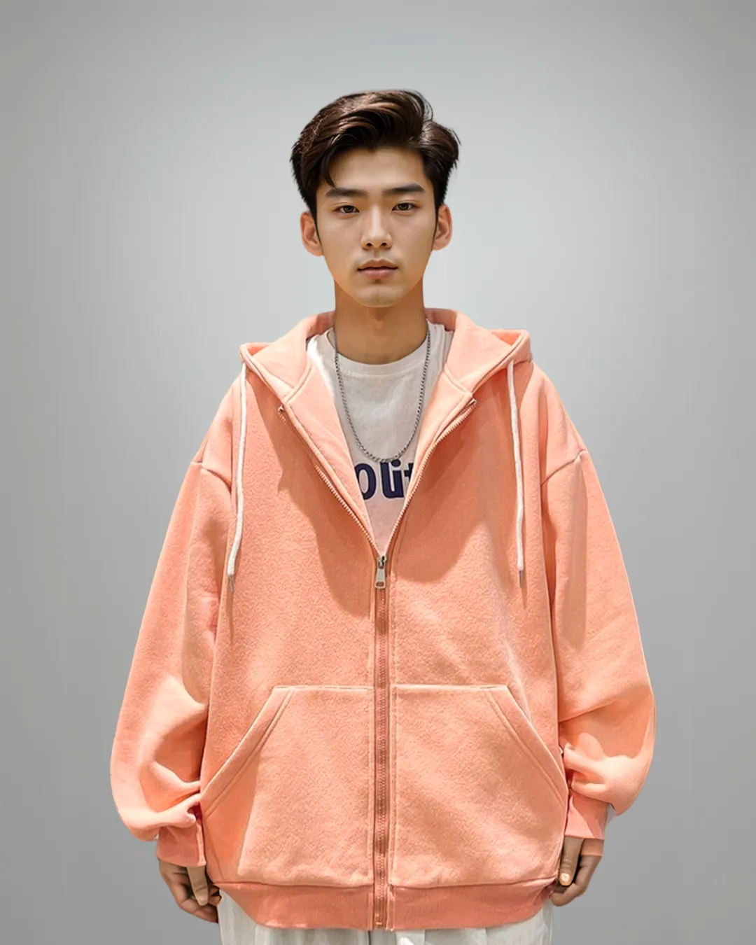 Oversized Lightweight Zip-Up Hoodie