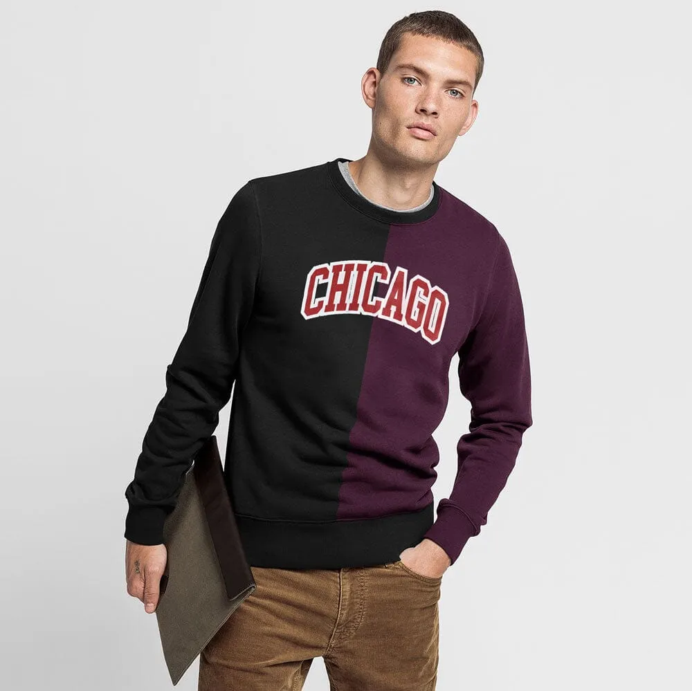 Polo Republica Men's Chicago Printed Panel Design Terry Sweat Shirt