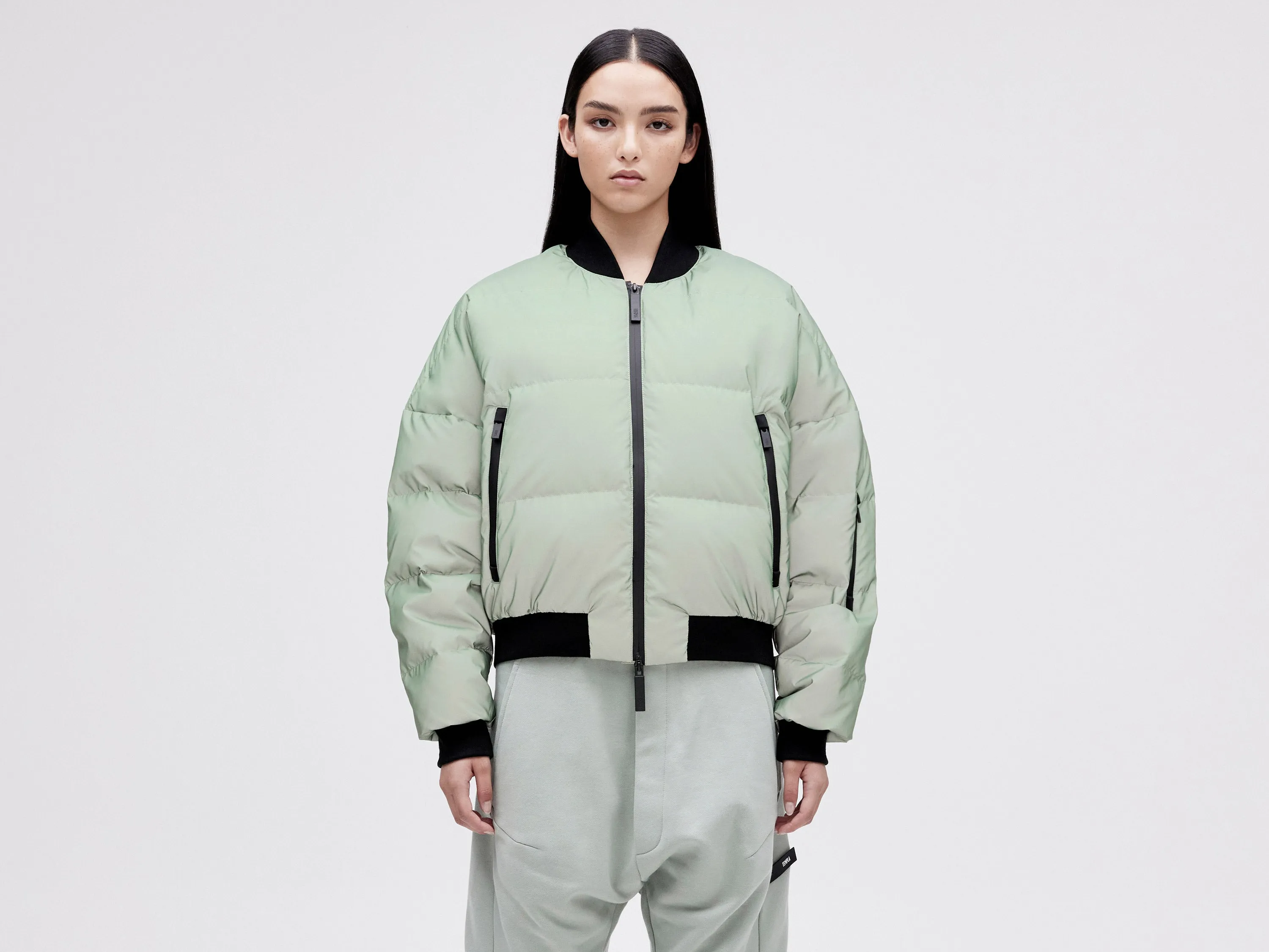 Reflective Bomber Down Jacket - Reflective Jade