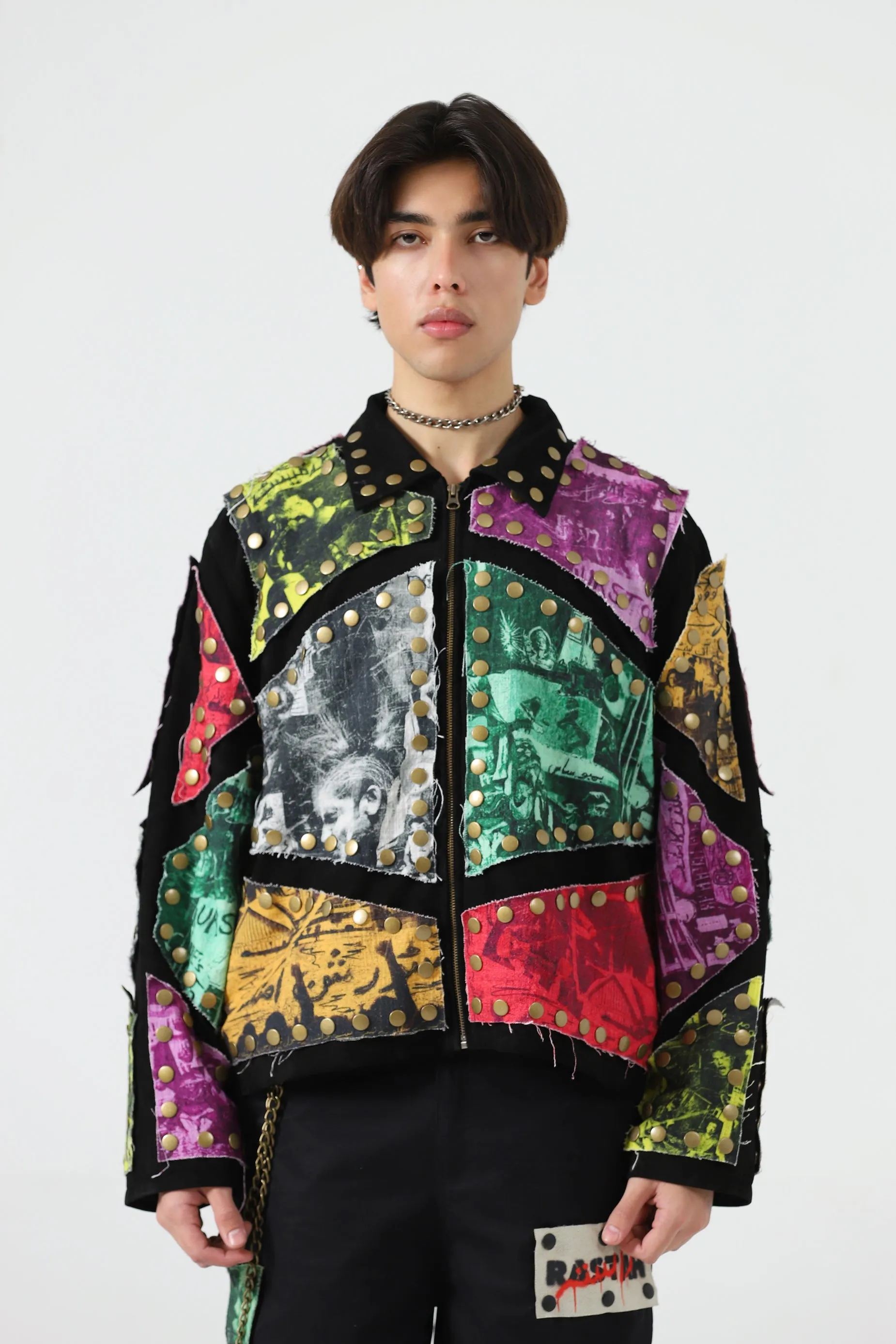 REVERSIBLE LEATHER PATCH JACKET