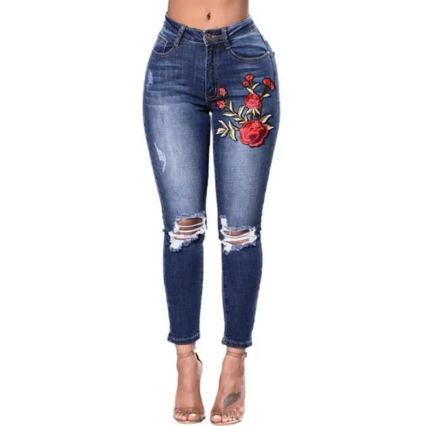 Ripped Jeans For Women Pencil Pants Denim Jeans