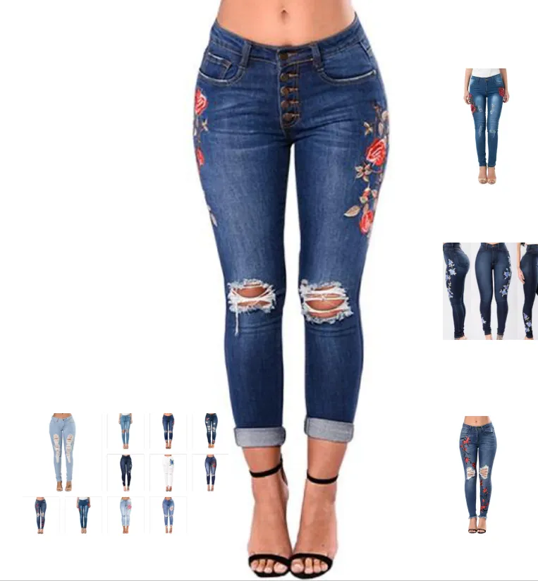 Ripped Jeans For Women Pencil Pants Denim Jeans