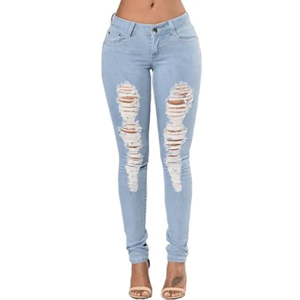 Ripped Jeans For Women Pencil Pants Denim Jeans