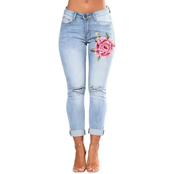 Ripped Jeans For Women Pencil Pants Denim Jeans