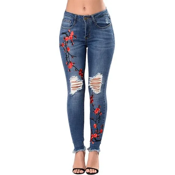 Ripped Jeans For Women Pencil Pants Denim Jeans