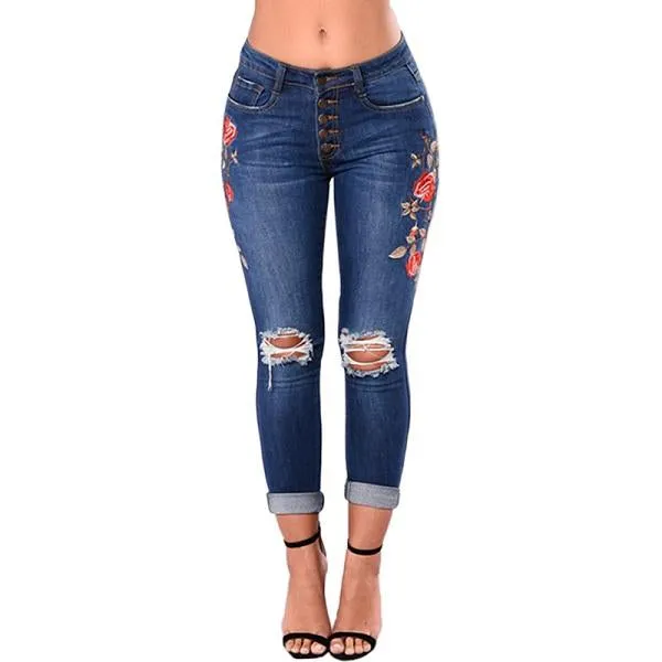 Ripped Jeans For Women Pencil Pants Denim Jeans