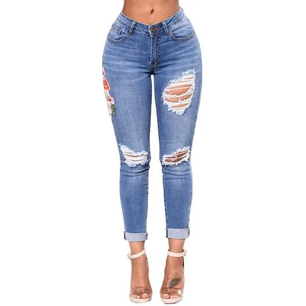 Ripped Jeans For Women Pencil Pants Denim Jeans