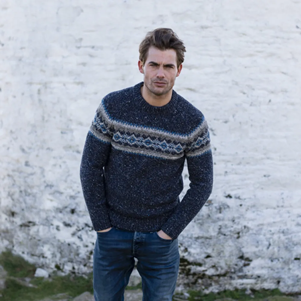 Slate Crew Neck Fairisle Jumper