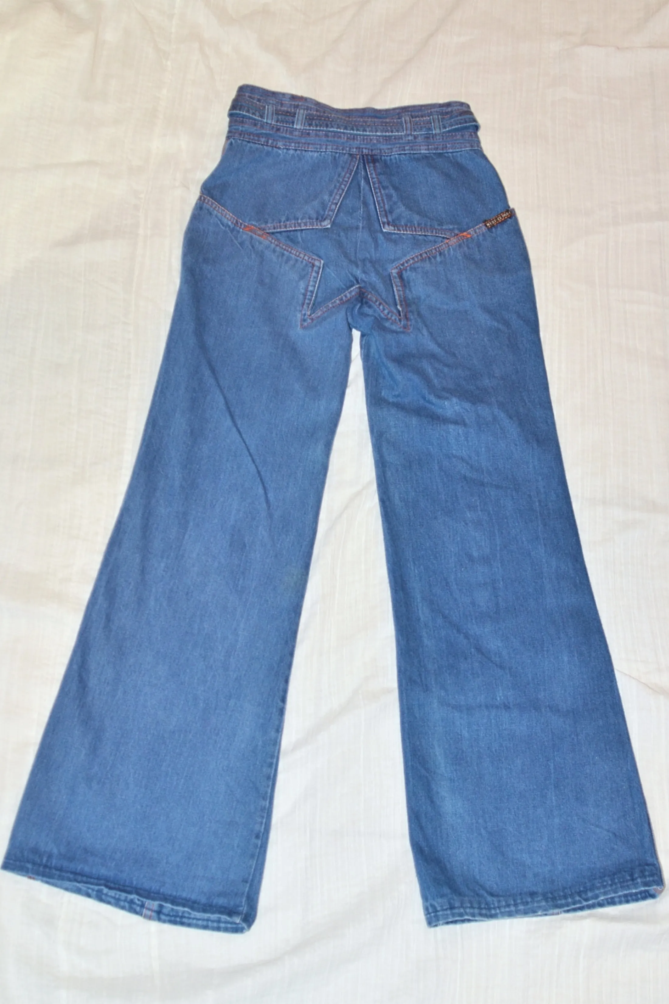 SOLD RARE Vintage 70s N'est Ce Pas? Star Jeans, High Waist   Belt, Bell Bottoms