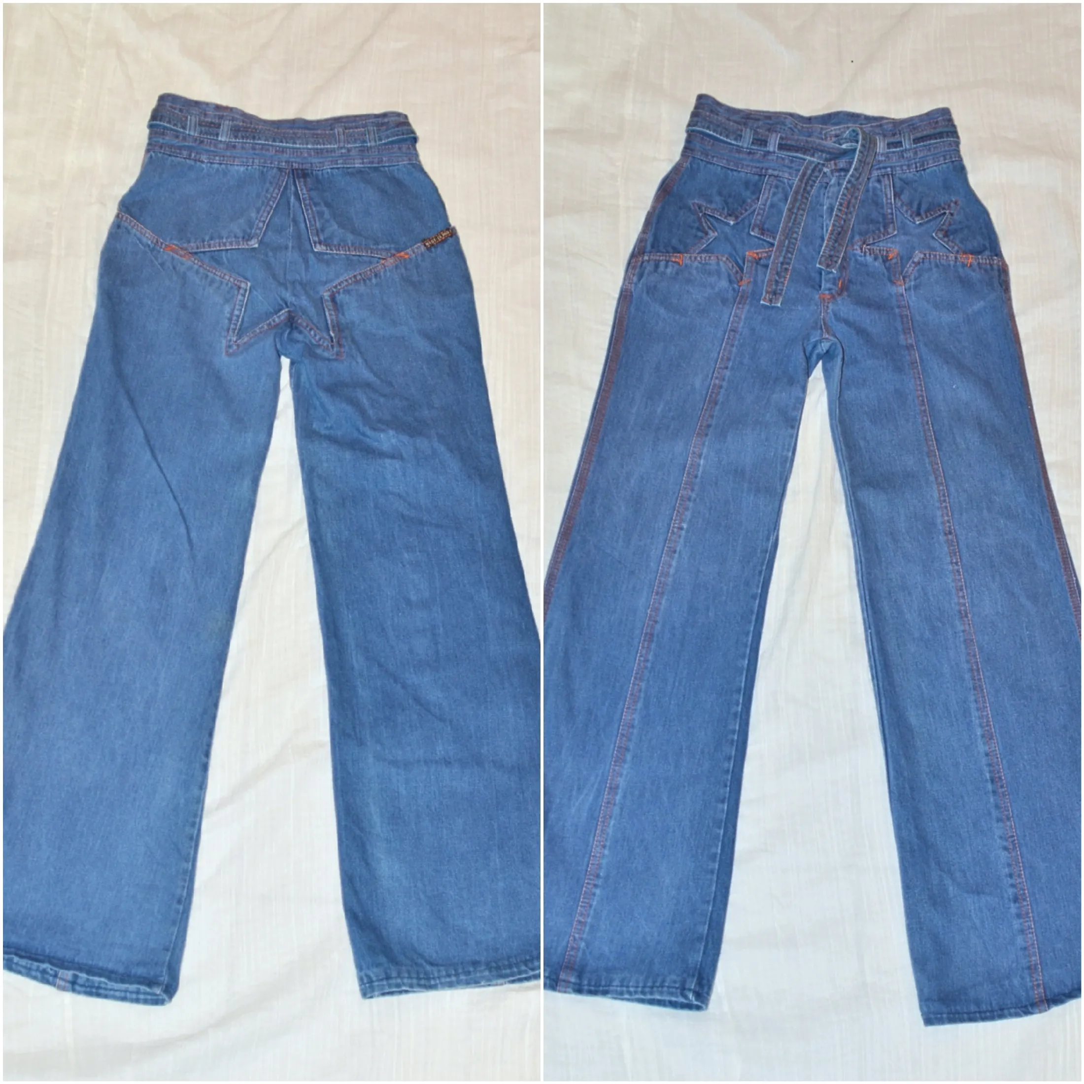 SOLD RARE Vintage 70s N'est Ce Pas? Star Jeans, High Waist   Belt, Bell Bottoms