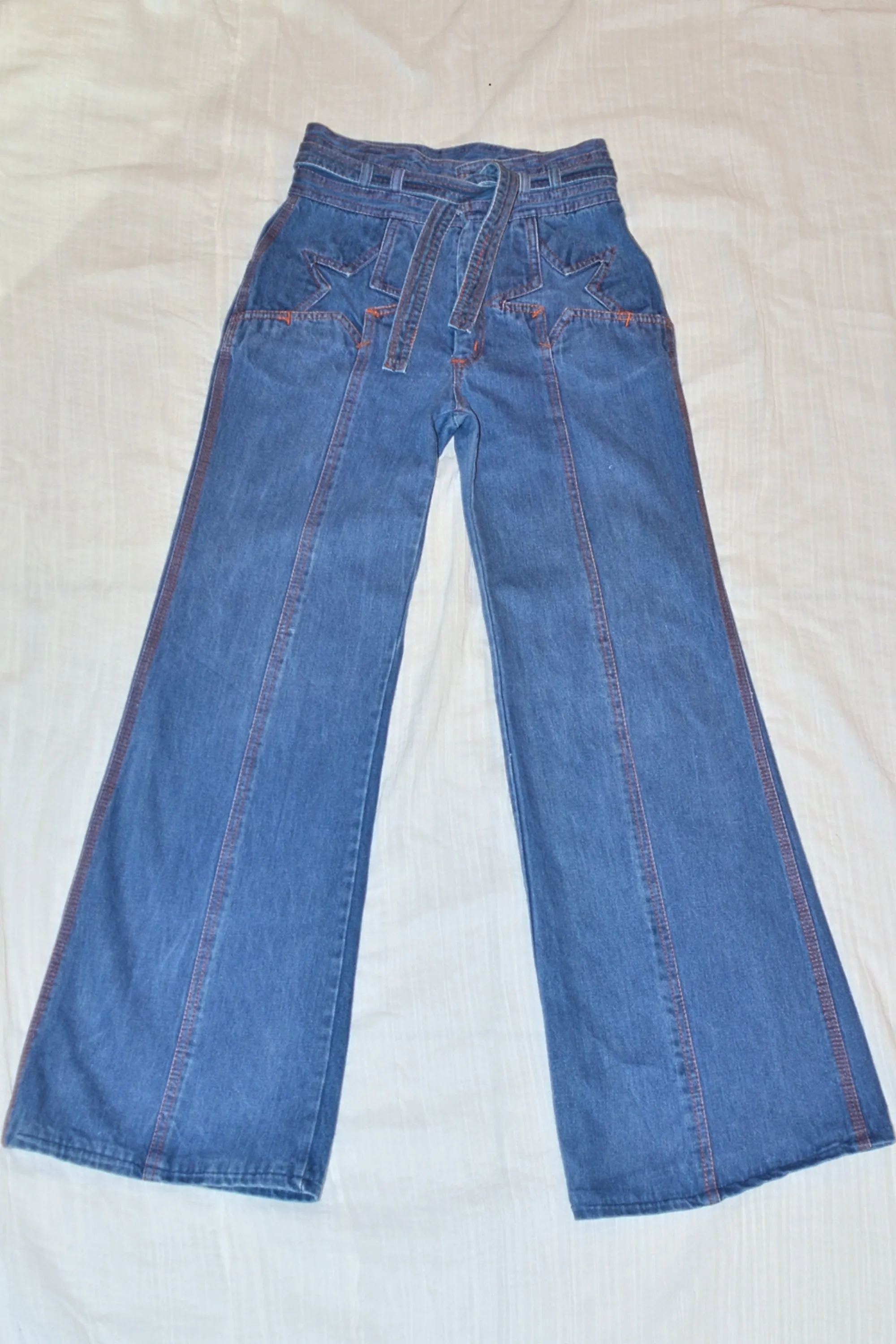 SOLD RARE Vintage 70s N'est Ce Pas? Star Jeans, High Waist   Belt, Bell Bottoms