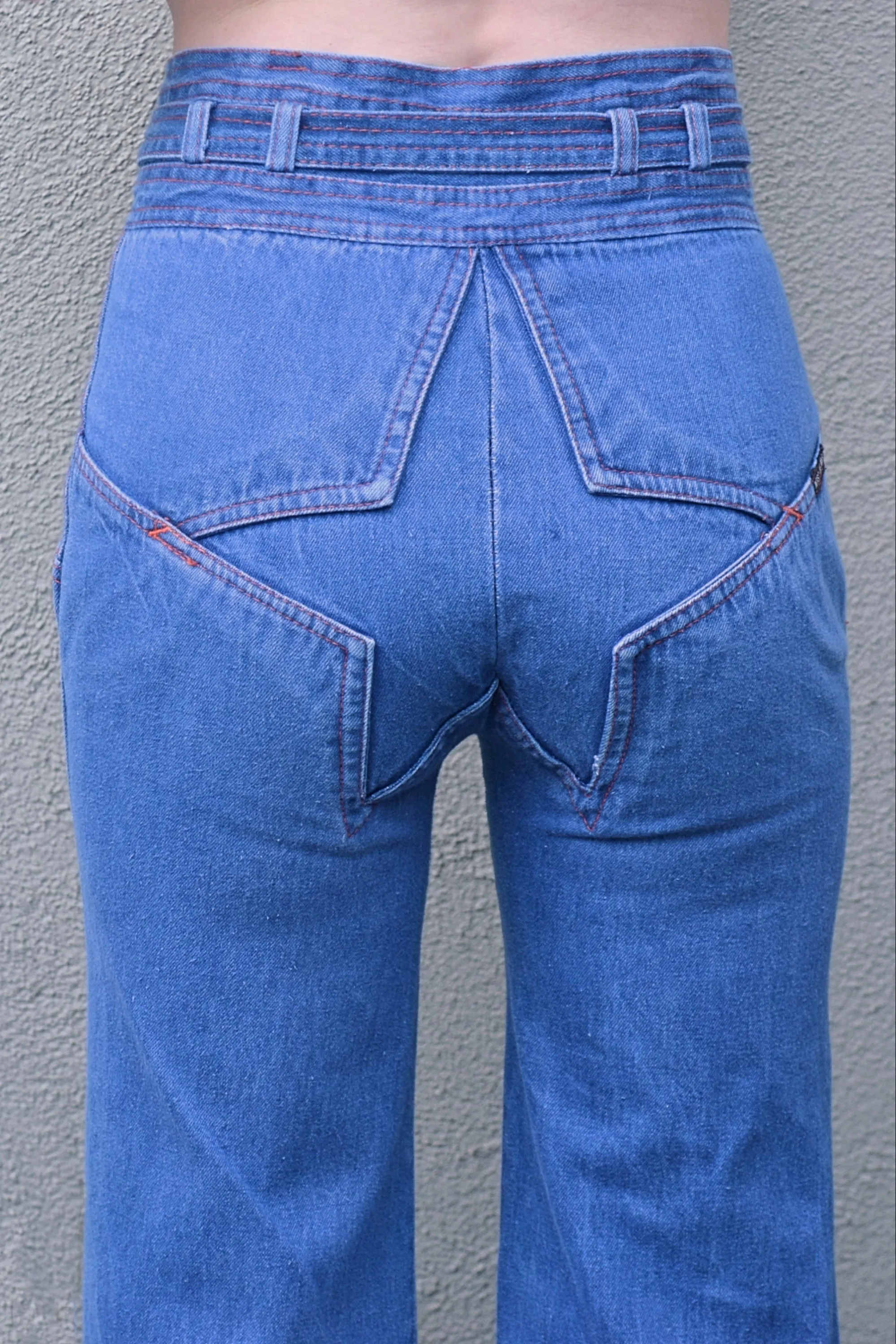 SOLD RARE Vintage 70s N'est Ce Pas? Star Jeans, High Waist   Belt, Bell Bottoms