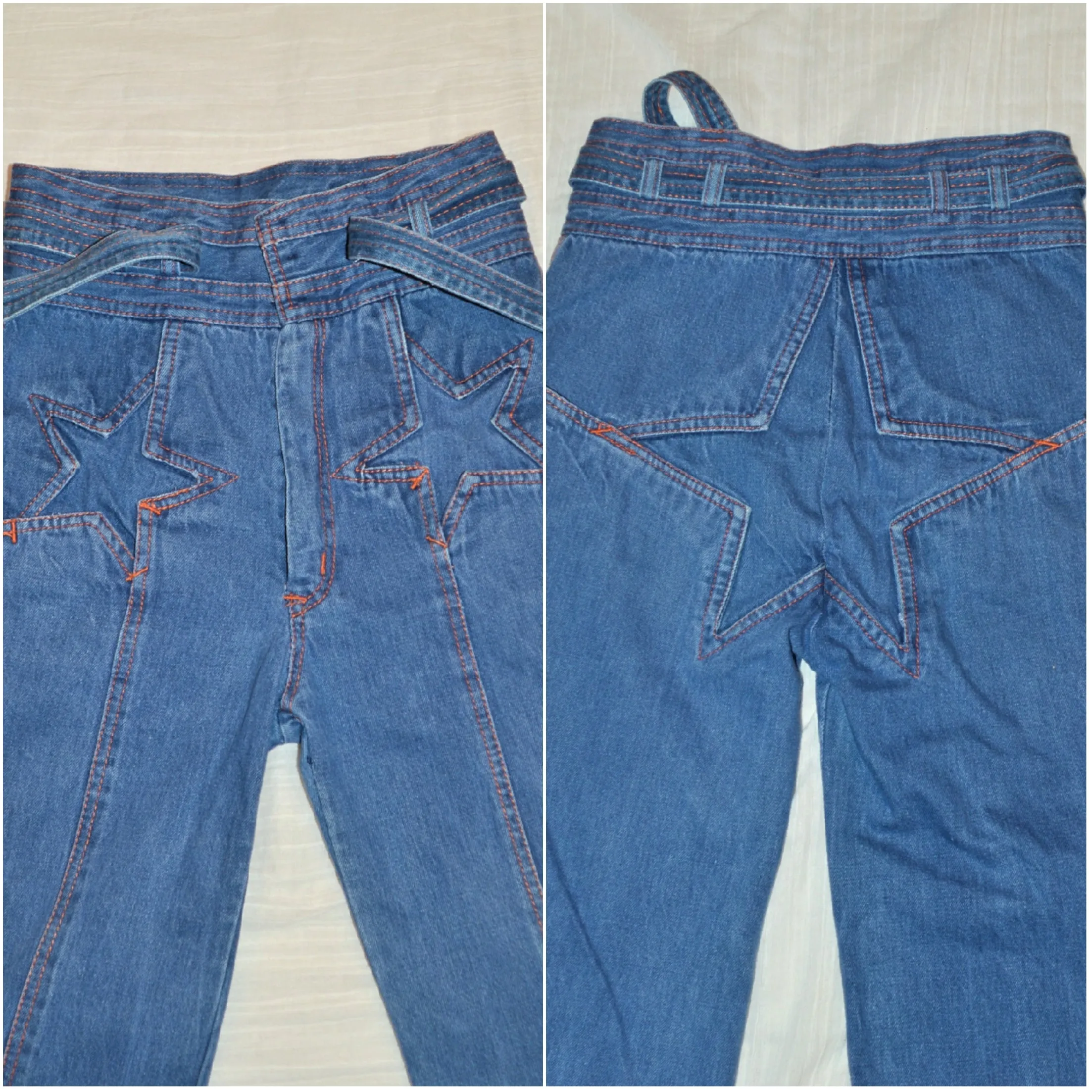 SOLD RARE Vintage 70s N'est Ce Pas? Star Jeans, High Waist   Belt, Bell Bottoms