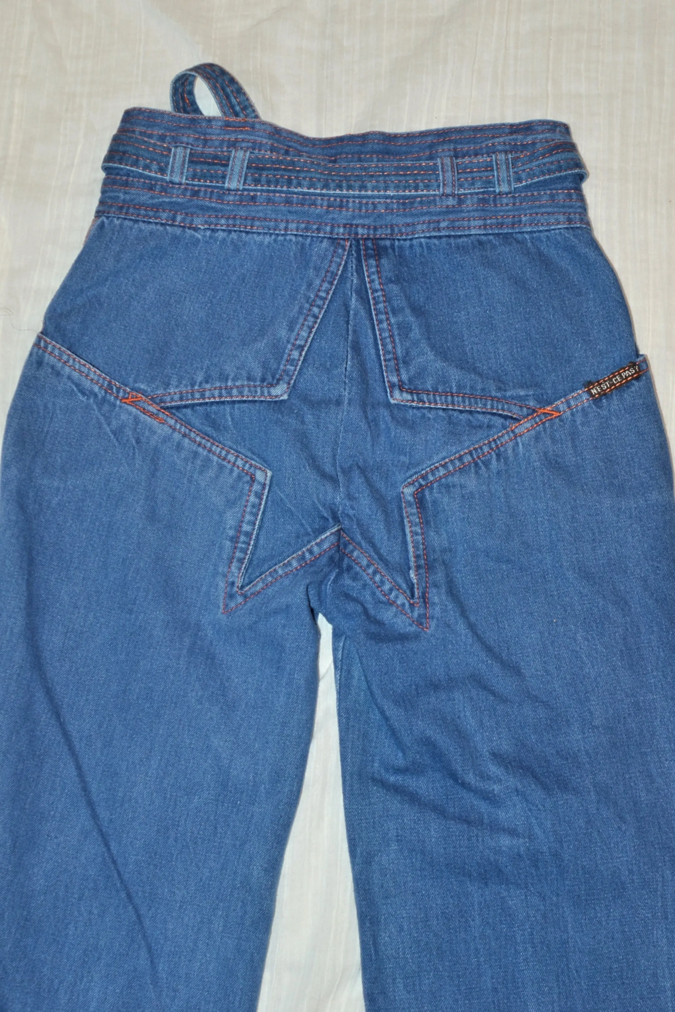 SOLD RARE Vintage 70s N'est Ce Pas? Star Jeans, High Waist   Belt, Bell Bottoms