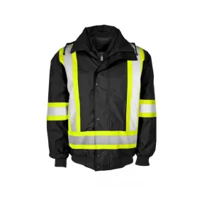 Terra Men's Hi-Vis 6 in 1 System Work Bomber Jacket Black - 116562