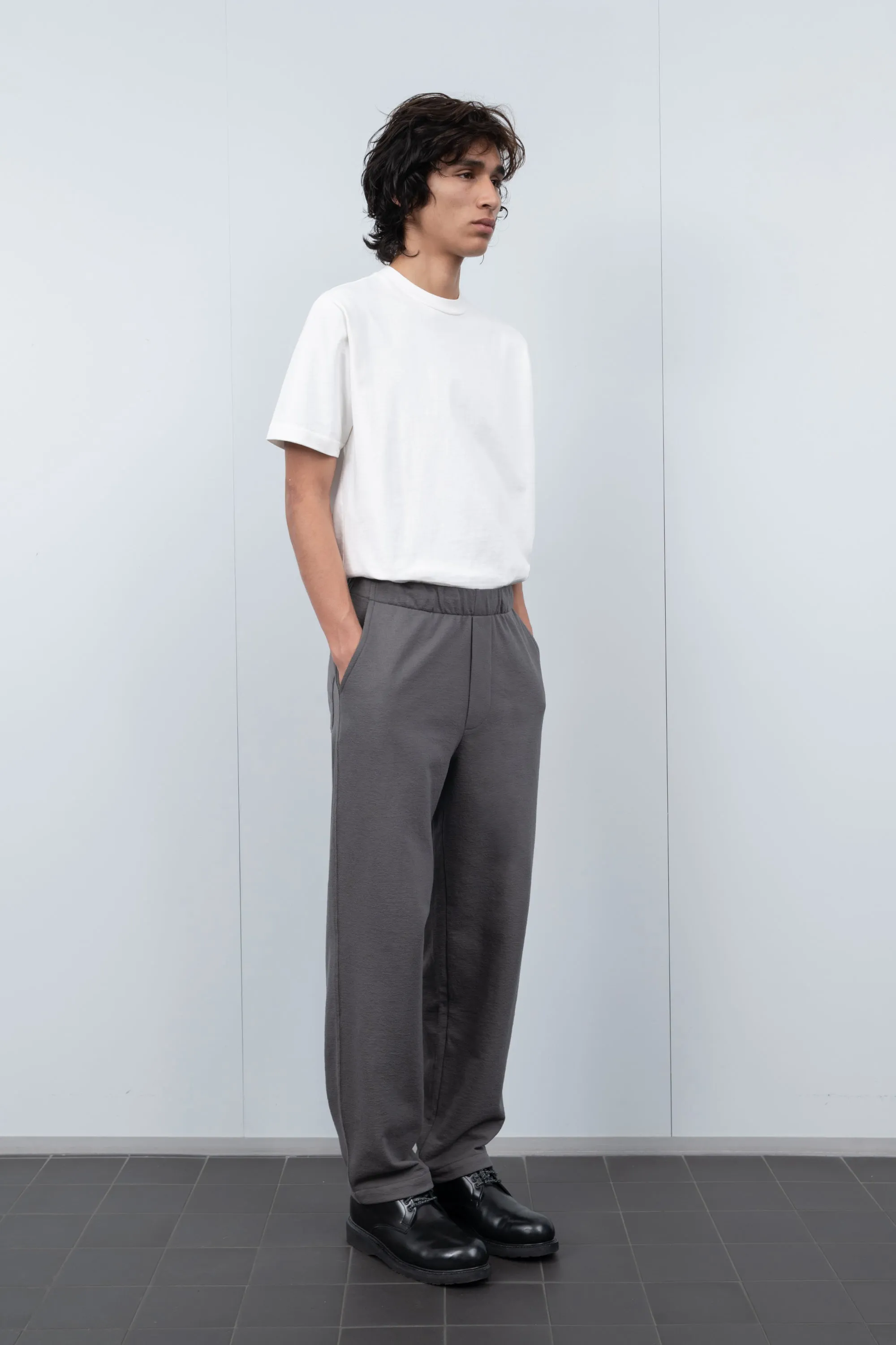 Textured Band Pant - Solid Grey