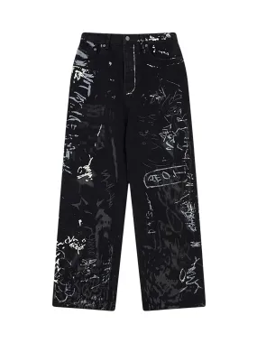 Thesupermade American Graffiti Letter Print Jeans - 1914