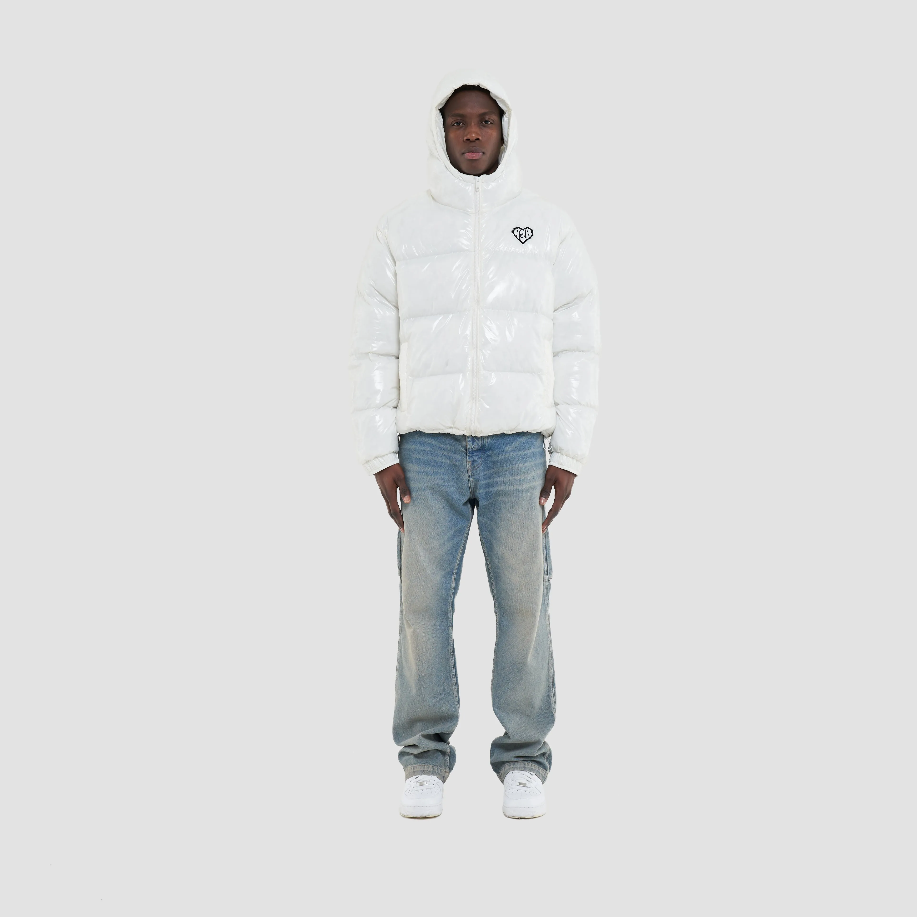 VERSE LOGO PUFFER (HOODED) - WHITE