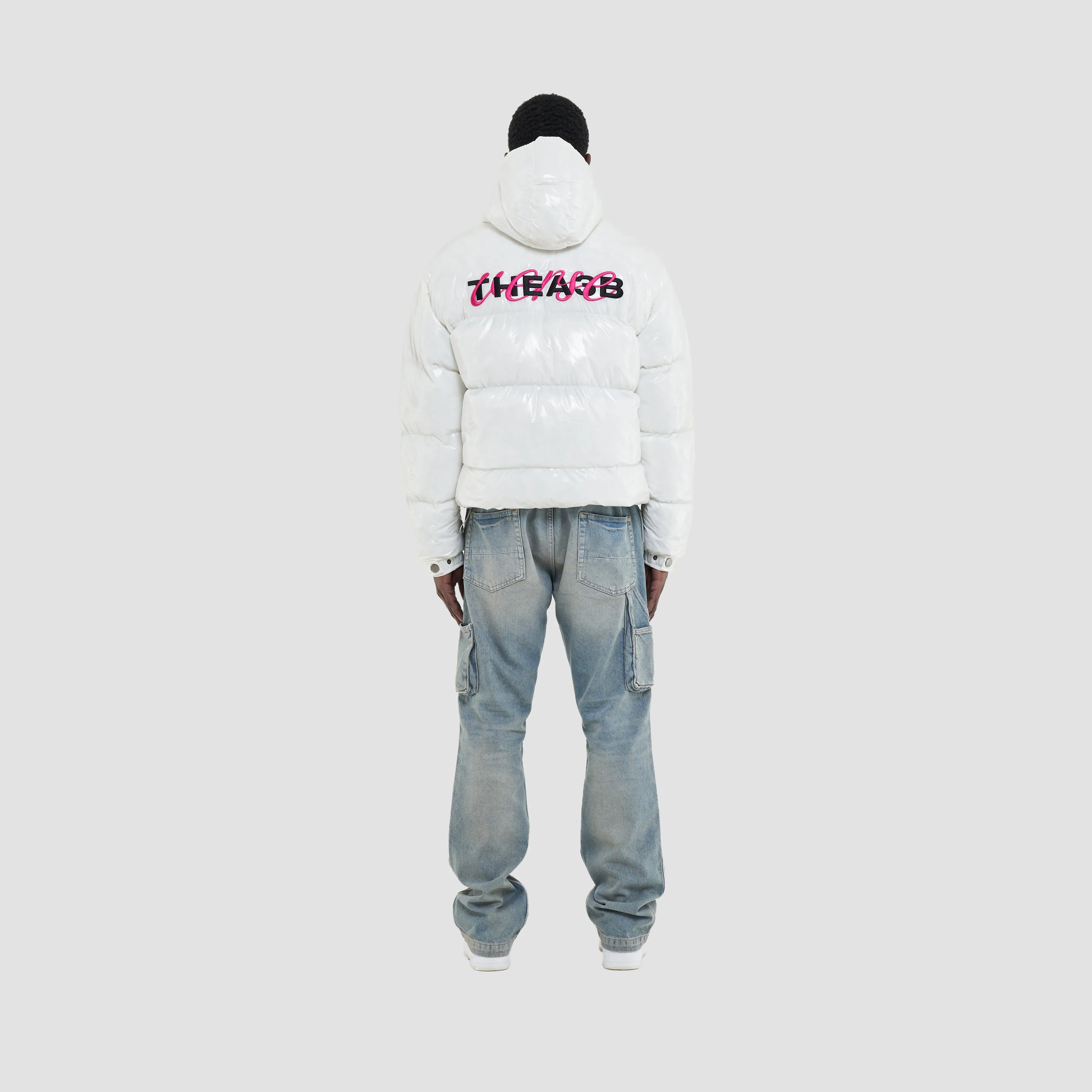 VERSE LOGO PUFFER (HOODED) - WHITE