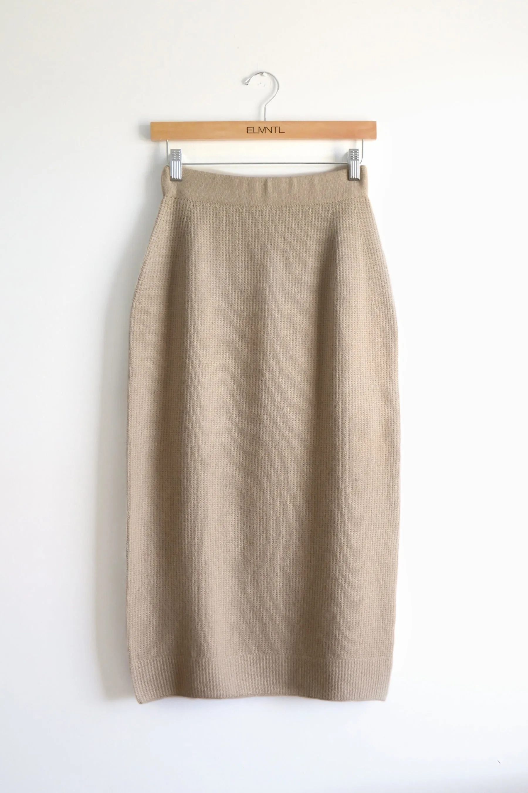 Waffle Midi Skirt -Beige