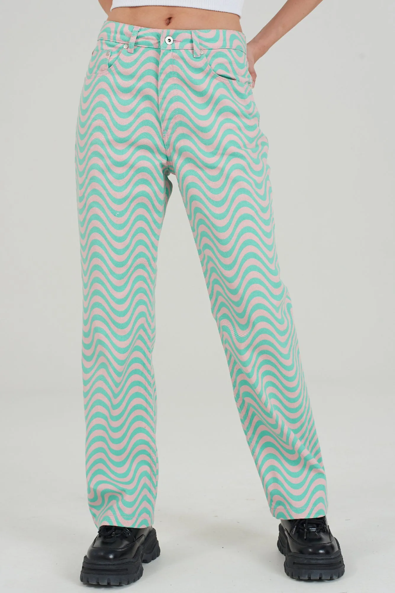 Wave Jean - Pink & Green