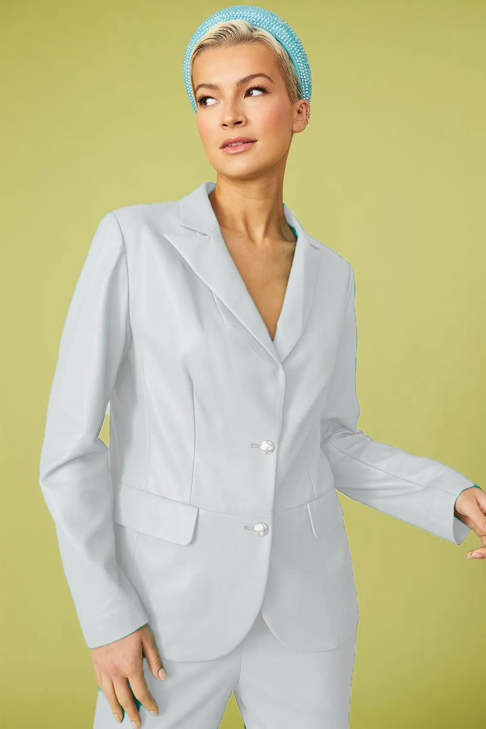 White Vegan Leather Blazer