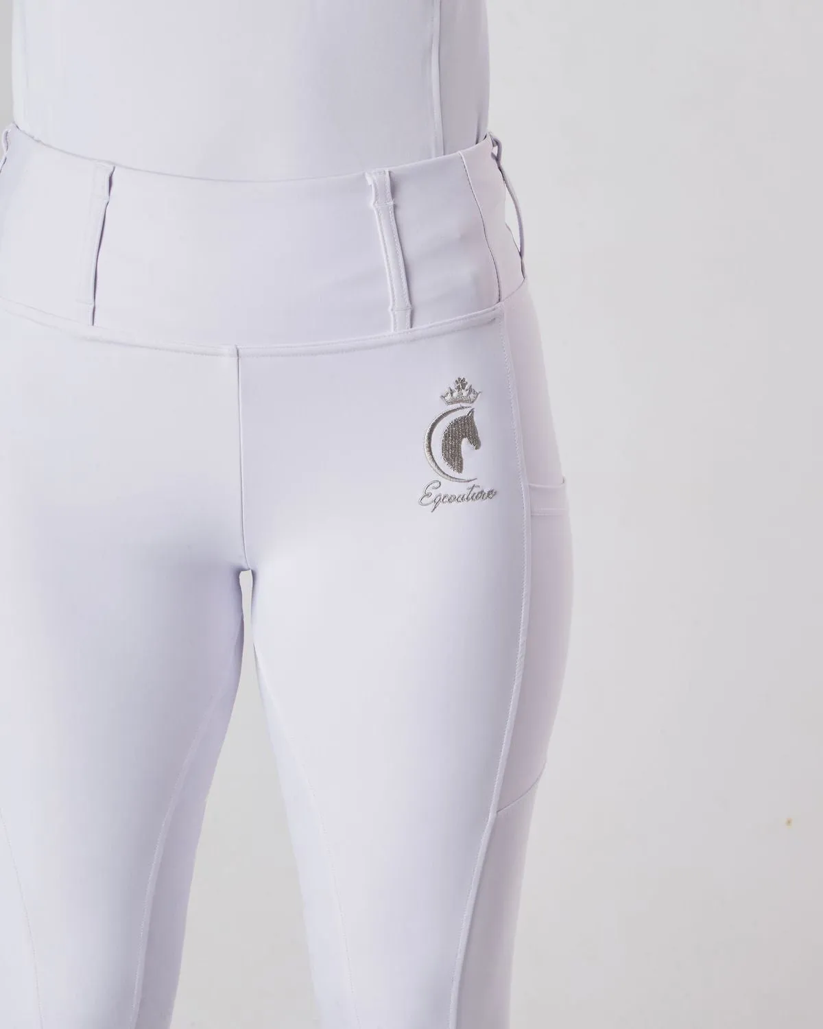 WINTER Competition Full Seat Riding Leggings / Tights- NO GRIP WHITE