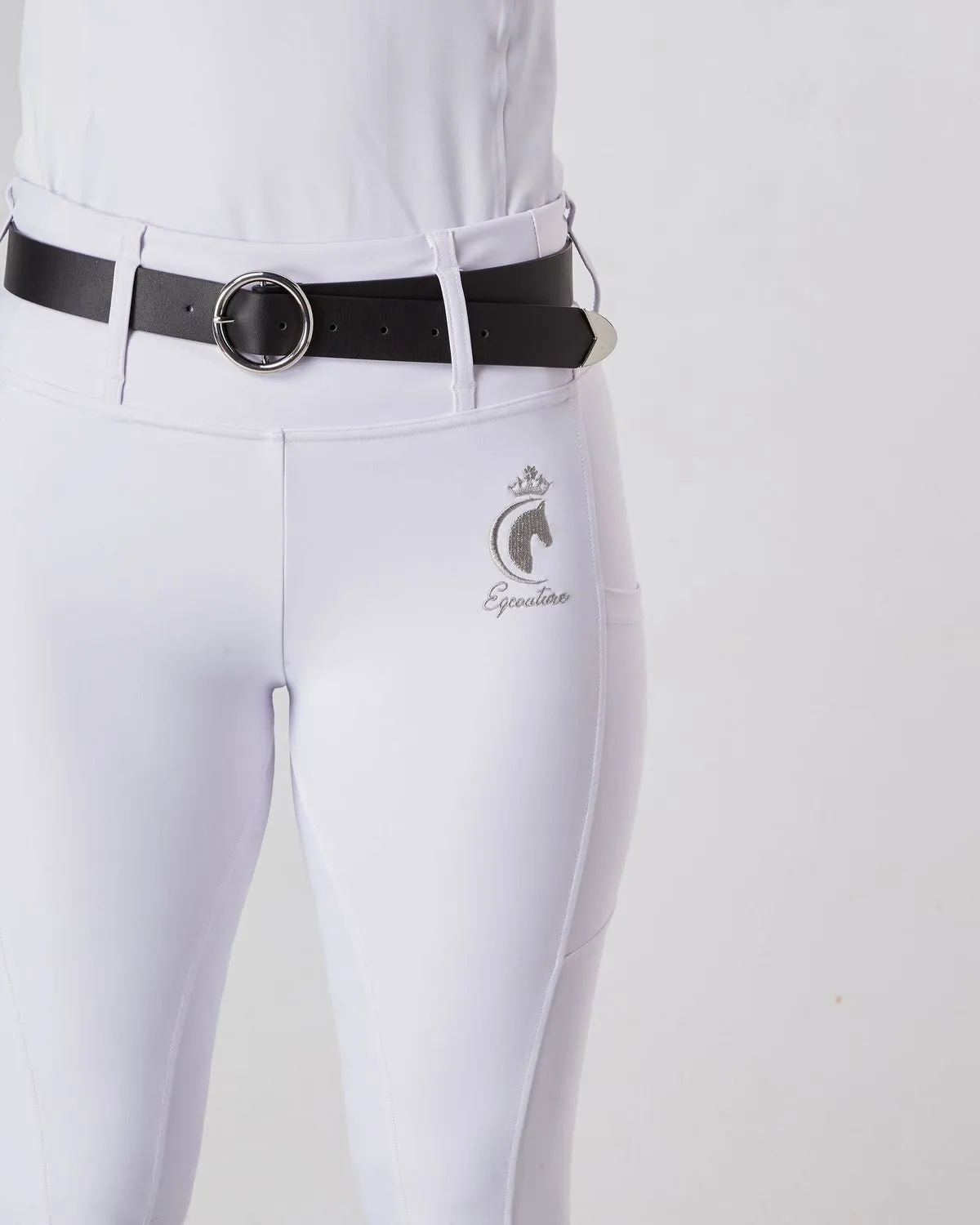 WINTER Competition Full Seat Riding Leggings / Tights- NO GRIP WHITE