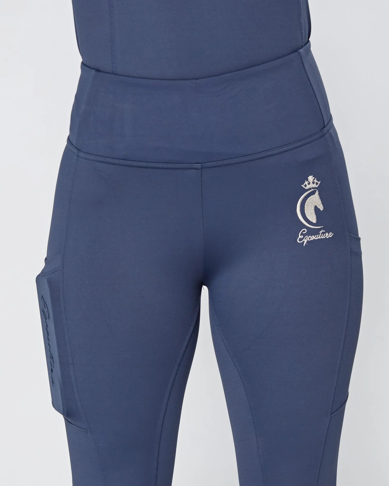 WINTER Navy Riding Leggings / Tights with Phone Pockets - NO GRIP/ SILICONE