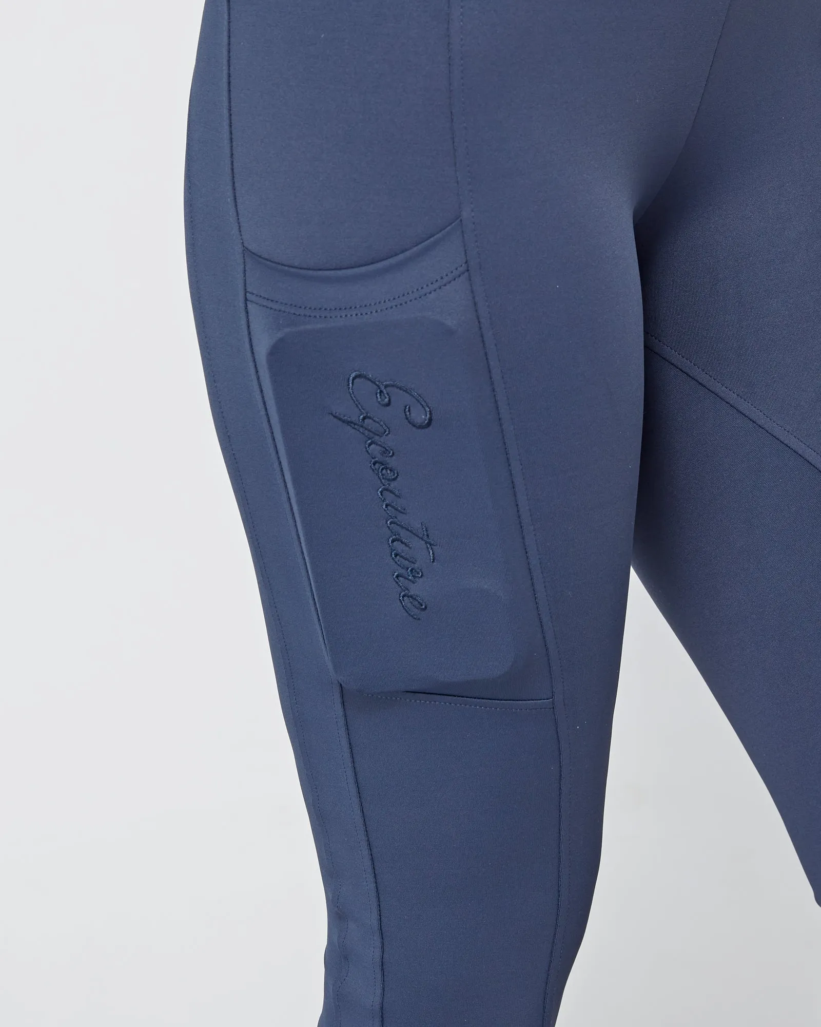 WINTER Navy Riding Leggings / Tights with Phone Pockets - NO GRIP/ SILICONE