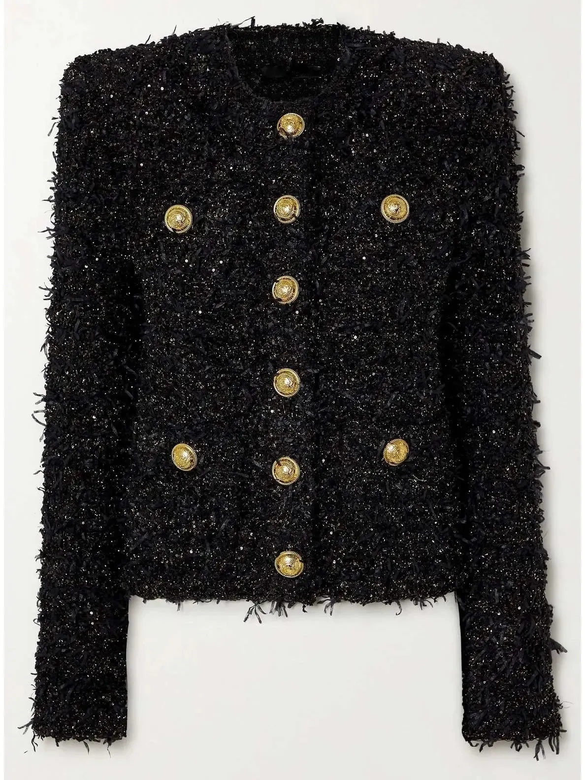 Women’s Button-Down Black Tweed Jacket