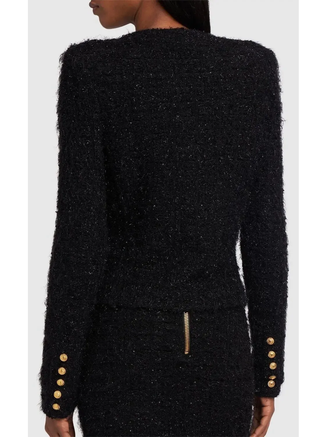 Women’s Button-Down Black Tweed Jacket