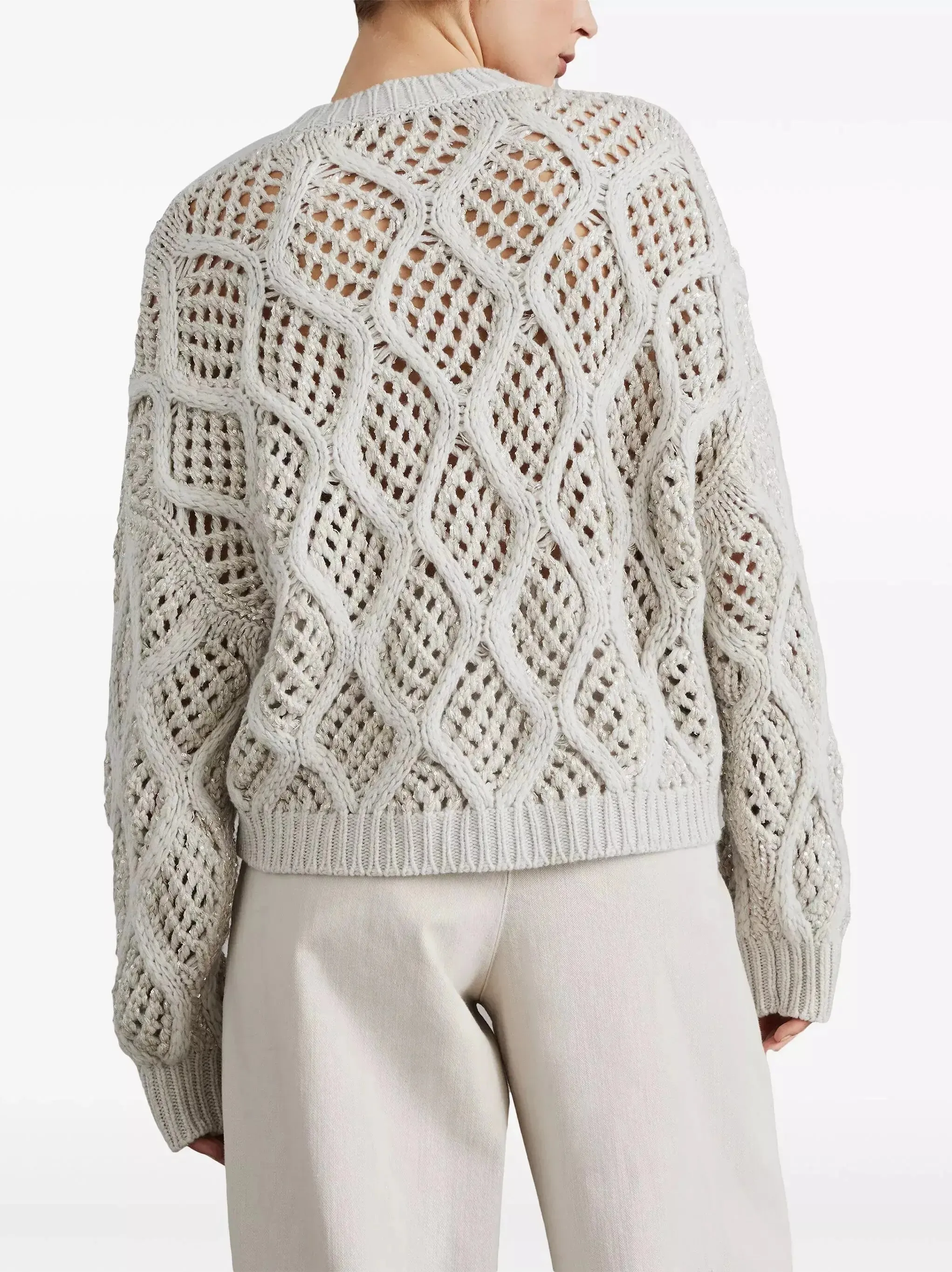 Women’s Cashmere Open-Knit Sweater with Sequin Detail