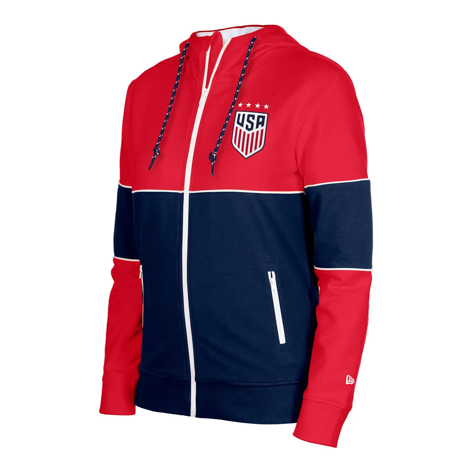 Women's New Era USWNT Full Zip Blocked Red Hoodie